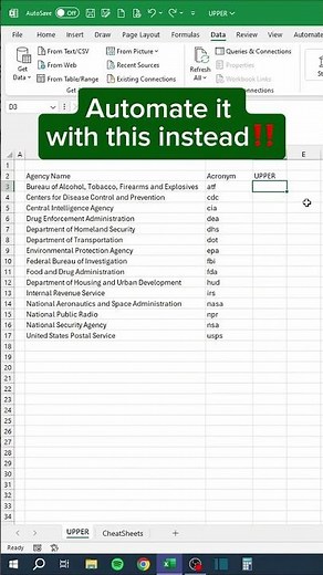 How to convert text to ALL CAPS in Excel‼️