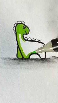 I'll teach you how to draw a very simple cartoon dinosaur #drawing #ink #draw #cartoon