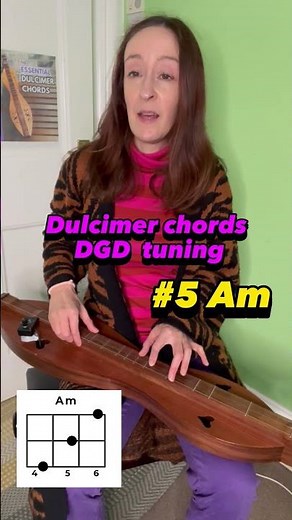 Dulcimer chords in DGD tuning #5 Am #mountaindulcimer with FREE chord chart