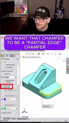CNC CHAMFER TRICK in SolidWorks #partial #edge #fillet #flush #face #offset #toolpath