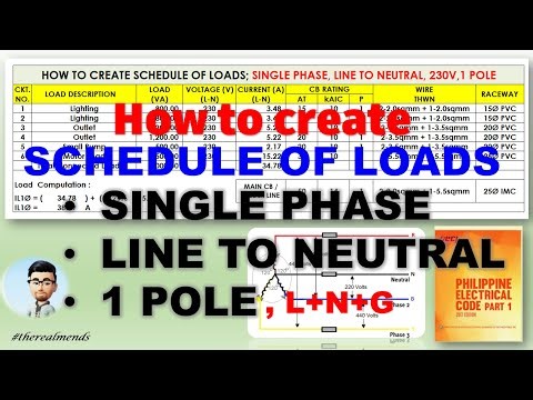 How to Create Schedule of Loads; Single Phase & Line to Neutral? / Paano Gumawa ng Load Schedule