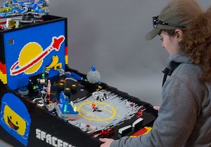 This functional pinball machine was built using 15,000 Lego bricks