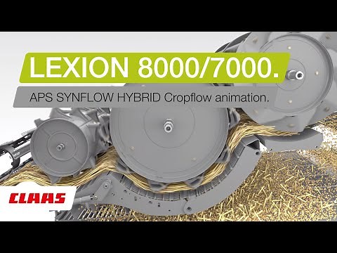 CLAAS LEXION 8000 / 7000. APS SYNFLOW HYBRID cropflow animation.