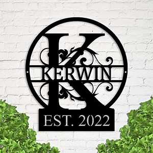 Custom Metal Name Signs - Personalized Last Name Metal Signs -Outdoor Monogram Split Letter Name Sign - Metal Family Name Sign-Front Door Welcome Sign-Wedding Gift Housewarming Gift