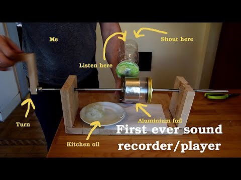 DIY phonograph - sound recorder/player from aluminium foil and wood