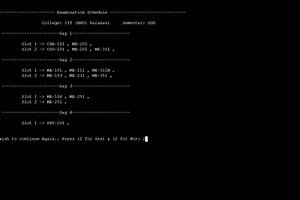 Exam Time Table Generator