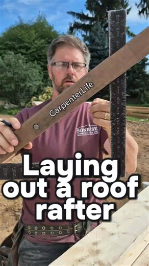 Laying out a rafter.