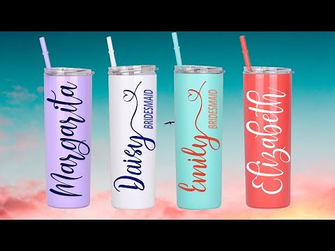 How to Personalize Skinny Tumblers with Cricut | How to Apply Permanent Vinyl to Tumblers.