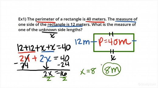 How to Find the Side Lengths of Rectangles Given One Dimension & an Area or a Perimeter | Algebra | Study.com
