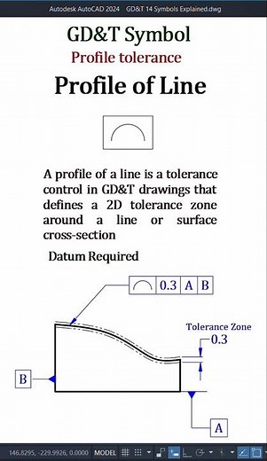 GD&T Symbol | 13_Profile of Line | Profile tolerance | AutoCAD #autocad #drawing #cad