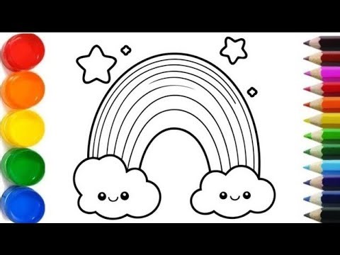 Colored Draw a Rainbow and Clouds Easy with Coloring@Artworld06