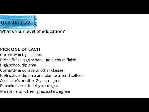 Walmart Assessment Test Answers | Q22: What's your level of education?