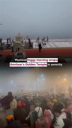 True Scoop on Instagram: "A thick blanket of winter fog greeted devotees at Amritsar’s Golden Temple early this morning, turning the sacred premises into a calm, almost dream-like sight. As the sun struggled to break through the haze, the Golden Temple slowly emerged from the fog, offering a peaceful and soulful start to the day. Despite low visibility across the city, pilgrims ans devotees continued to visit in large numbers, taking a dip in the holy sarovar and offering prayers. The foggy morn