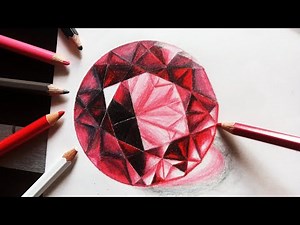 Easy Realistic Ruby drawing step by step || How to draw Ruby with pencil colours