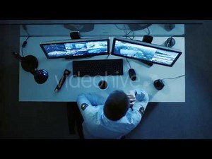 CCTV Monitoring By Security Guard in Control Room Footage