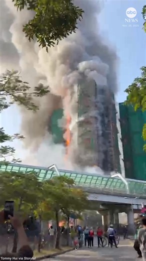 4.1M views · 29K reactions | At least 13 people were killed and dozens of others were injured as a massive fire engulfed a residential apartment complex in Hong Kong's Tai Po district. https://bit.ly/3LZYdvE | ABC 7 Chicago | Facebook