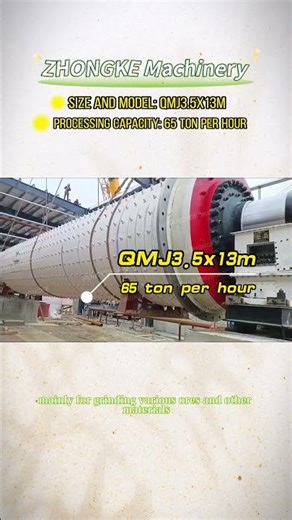 3.5x13m Ball Mill Grinding Machine Demo - 65 TPH Capacity Industrial Ball Mill Operation