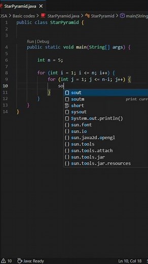 Star Pattern Pyramid in Java