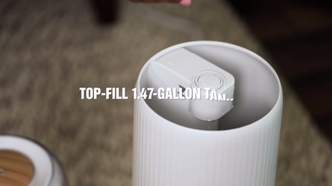 Homedics Ultrasonic Humidifier - Large Deluxe Air Humidifiers for Bedroom, Plants, Office - Top-Fill 1.47-Gallon Tank, Cool Mist, Essential Oil Pads and Built-In Timer, 3 Speed Settings, White