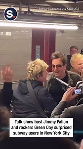 Talk show host Jimmy Fallon and rockers Green Day surprised subway users in New York City on Tuesday, January 16, with a performance at the Rockefeller Center station. | storyful