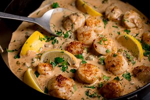 Creamy Garlic Scallops Recipe