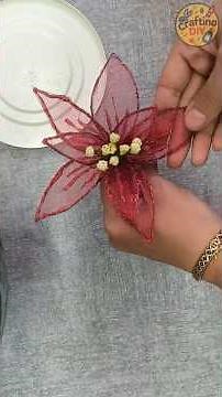 DIY Christmas Poinsettia Flower | Easy Holiday Decoration 🌺🎄 #cristmasdecor #diy #shorts