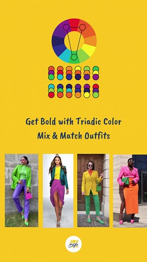 triadic colors are colors on the wheel that are equally spaced apart, forming a triangle across the color wheel. These colors include not just the primary (red, yellow, and blue) and secondary colors but any combination of equally spaced colors on the color wheel. Triadic colors look well together and are typically quite vibrant. Unleash your style with the power of triadic color mix and match! Learn how to create bold and eye-catching outfits that will make you stand out from the crowd. Whether
