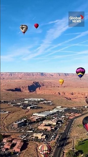 Colourful hot air balloons fly over Arizona during Page City Festival