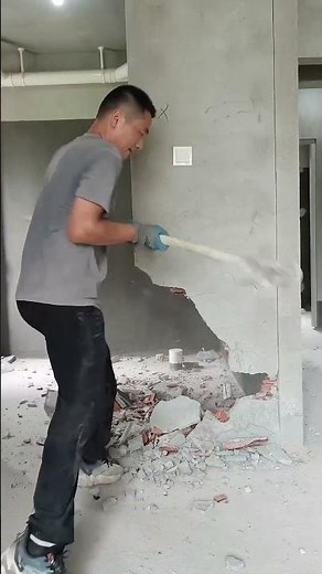 Breaking Through Walls: Manual Concrete Demolition Indoors 🧱🔨 #shorts