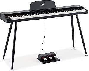 MUSTAR 88 Key Piano Keyboard for Beginners, Semi Weighted Electric Piano Keyboard 88 Keys, Portable Digital Piano 88 Key Weighted with 3-Pedal Unit, Built-In Speakers, USB/MIDI Connecting (Black)