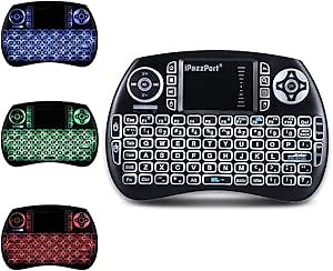iPazzPort (Upgrade Mini Bluetooth Keyboard with Touchpad Handheld, Backlit Mini Wireless Keyboard with 2.4G USB Dongle for Android TV Box/FireStick/Laptop/PC 21SM