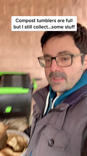 Winter composting in tumblers can be tough as it fills up and stays full until spring… I still collect at least some green material even when the compost tumblers are full…coffee grounds take up very little room and add a nice nitrogen boost to the compost. #compost #composting101 #composttumbler #wintercomposting #gardentok