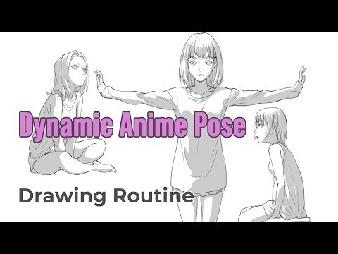 Anime Girl Dynamic Pose Drawing | Sitting & Standing | Drawing Routine