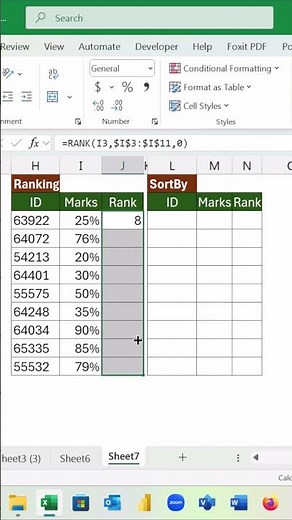 👉 Excel Tutorial RANK + SORTBY Function for Dynamic Sorting 🚀#exceltricks #exceltips #excelshorts