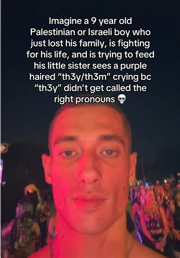 stop complaining about your own self-imposed stressor you lib #pronouns #israel #palestine