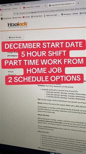 December start date, 5 hour shift, part time work from home job. #remotework #parttimejob #wfhjob #workfromhomejob #remotejob