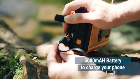 5000 Emergency Weather Radio- Portable Radio AM/FM/SW/NOAA with USB Charger, Rechargeable Battery Powered Solar/Hand Crank Radio with Flashlight, Large Backlit LCD Display, Headphone Jack, SOS Alarm