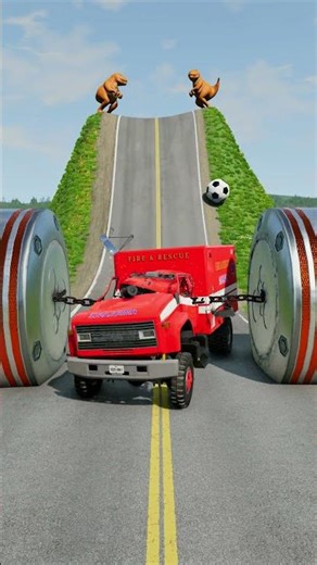 Cars & Ambulance Van vs Chained Hydraulic Crush - BeamNG.Drive