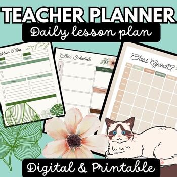 Daily Lesson Plan Template Editable Bundle | Digital & Printable  Planner Set