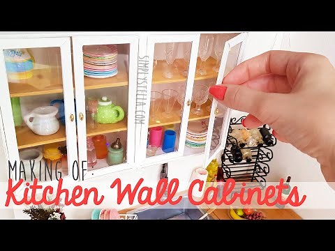 DIY MINIATURE: How to make KITCHEN WALL CABINETS for DOLLHOUSES or BARBIE dolls using PAPER!