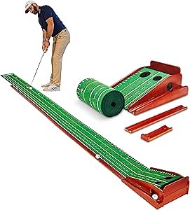 Putting Green Golf Practice Putting Mat Indoor with Automatic Ball Return Putting Game Training Mat Gift for Beginners and Golfers
