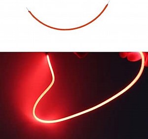 Kopida 3V Edison Bulb LED Filament Flexible Filament Cob Flexible Lamp Parts, 11.81 inch Edison Bulb DC3V Cob LED Filament Flexible Lamp Parts 2200k Diode Incandescent Flexible Filament, Red