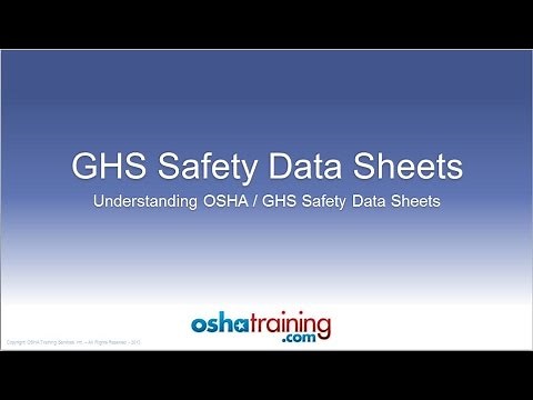 Free OSHA Training Tutorial - Understanding GHS Safety Data Sheets (SDS's)