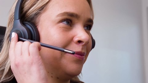 JLab Go Work Gen 2 Wireless Headsets with Microphone - 55+ Playtime PC Bluetooth Headset and Multipoint Connect to Laptop Computer and Mobile - Wired or Wireless (Bluetooth or USB Dongle) Headphones