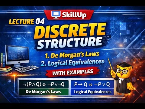 Lecture 04 Logical Equivalence & De Morgan's Laws | Discrete Structures | Discrete Math for CS