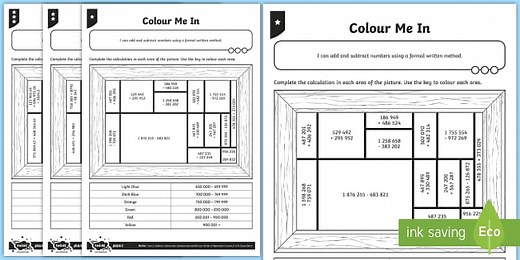 Differentiated Addition and Subtraction Colouring Worksheets