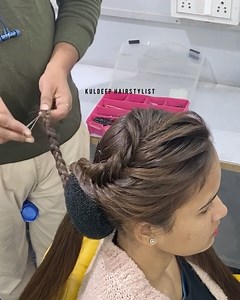 Messy fishtail braid bun hairstyle tutorial for beginners || kuldeep hairstylist || delhi || 2022 || more enquire for class WhatsApp 8527622812 | Kuldeep Hairstylist