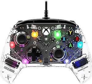 HyperX Clutch Gladiate RGB – Wired Controller, Officially Licensed by Xbox, Programmable RGB Lighting, Dual Trigger Locks, Programmable Buttons, Dual Rumble Motors, Clear