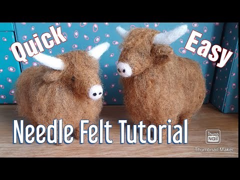 QUICK AND EASY HIGHLAND COW TUTORIAL - Needle Felting Animals, Needle Felting For Beginners