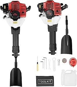 52CC 2-Stroke Garden Tree Digger, Handheld Trencher Digger Machine Portable Trench Digger, Gas Powered Tree Planting Shovel Rock Drilling Machine, Post Hole Digger for Garden Farm